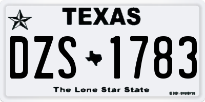 TX license plate DZS1783