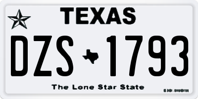 TX license plate DZS1793