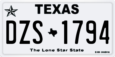 TX license plate DZS1794