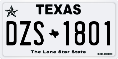 TX license plate DZS1801