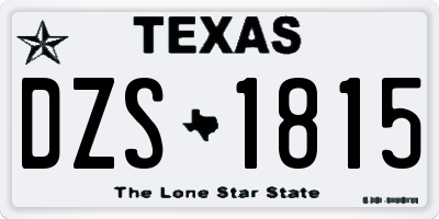TX license plate DZS1815