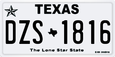 TX license plate DZS1816