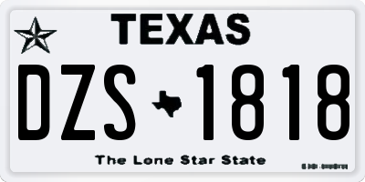TX license plate DZS1818