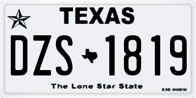 TX license plate DZS1819
