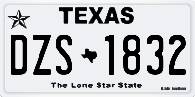 TX license plate DZS1832