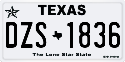 TX license plate DZS1836