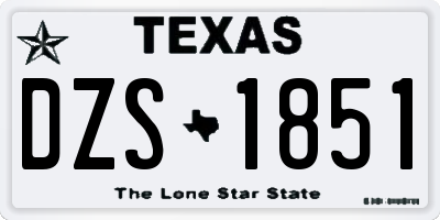 TX license plate DZS1851