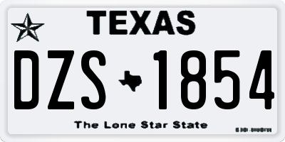 TX license plate DZS1854