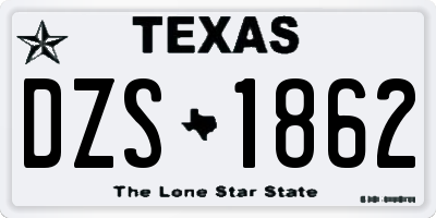 TX license plate DZS1862