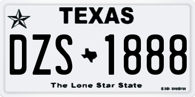 TX license plate DZS1888