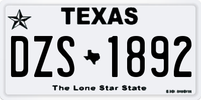 TX license plate DZS1892