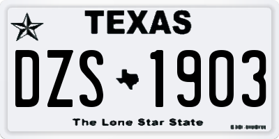 TX license plate DZS1903