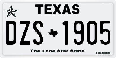 TX license plate DZS1905