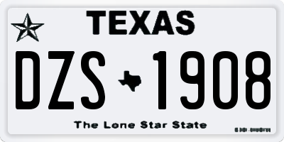 TX license plate DZS1908