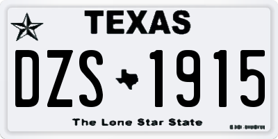 TX license plate DZS1915