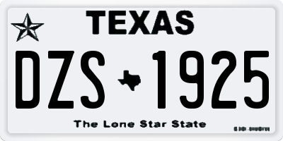 TX license plate DZS1925