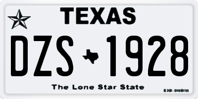 TX license plate DZS1928