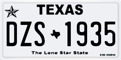TX license plate DZS1935
