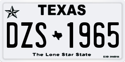 TX license plate DZS1965