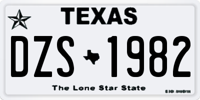 TX license plate DZS1982