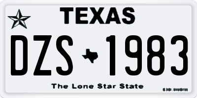 TX license plate DZS1983