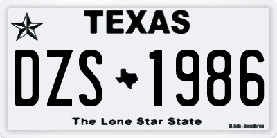TX license plate DZS1986