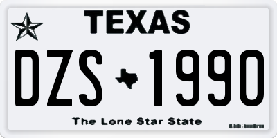 TX license plate DZS1990