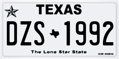 TX license plate DZS1992