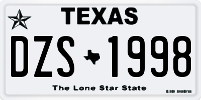 TX license plate DZS1998