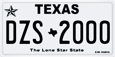 TX license plate DZS2000