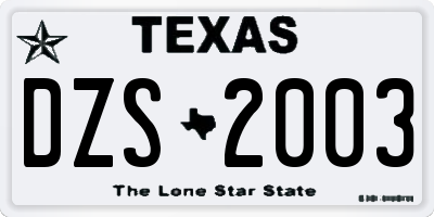 TX license plate DZS2003