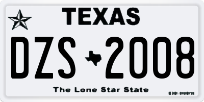 TX license plate DZS2008