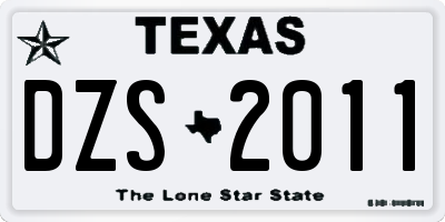 TX license plate DZS2011