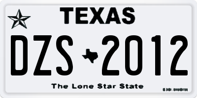 TX license plate DZS2012