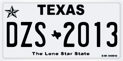 TX license plate DZS2013