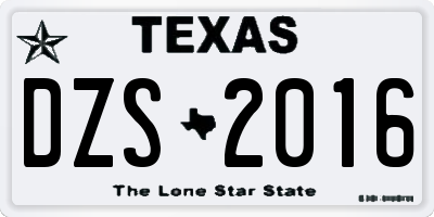 TX license plate DZS2016