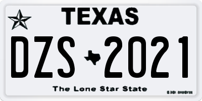 TX license plate DZS2021