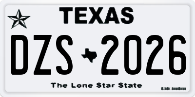 TX license plate DZS2026