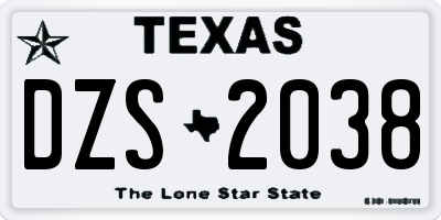 TX license plate DZS2038