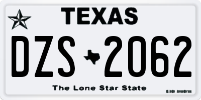 TX license plate DZS2062