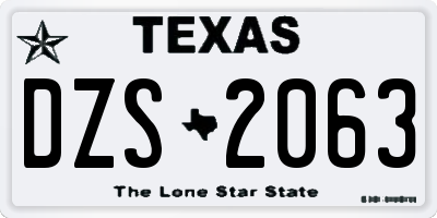 TX license plate DZS2063