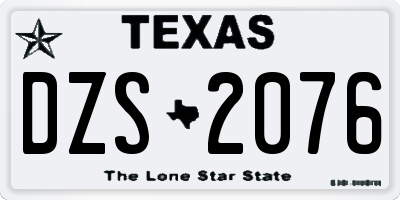 TX license plate DZS2076