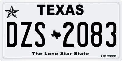 TX license plate DZS2083