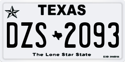 TX license plate DZS2093
