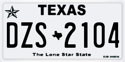 TX license plate DZS2104