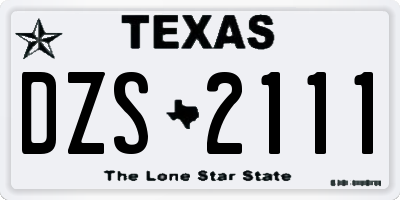 TX license plate DZS2111