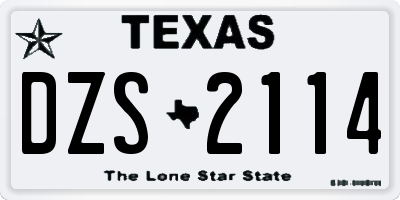 TX license plate DZS2114