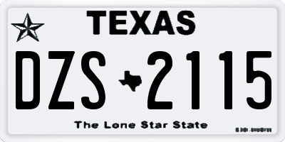 TX license plate DZS2115