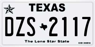 TX license plate DZS2117