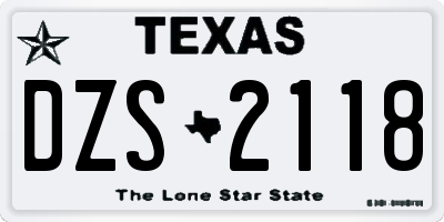 TX license plate DZS2118